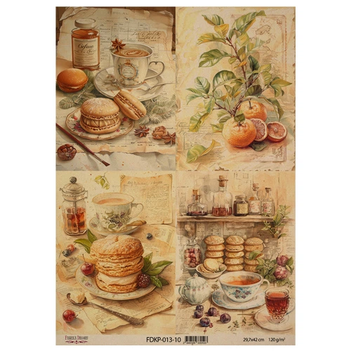 Аркуш крафт паперу з малюнком Фабрика Декору Cooking delights 10, 42x29,7 см, артикул FDKP-013-10 - Фото 1 Аркуш крафт паперу з малюнком Фабрика Декору Cooking delights 10, 42x29,7 см, артикул FDKP-013-10 - зображення 1