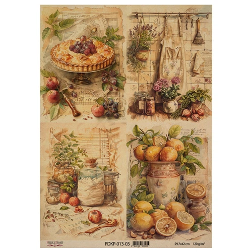 Аркуш крафт паперу з малюнком Фабрика Декору Cooking delights 03, 42x29,7 см, артикул FDKP-013-3 - Фото 1 Аркуш крафт паперу з малюнком Фабрика Декору Cooking delights 03, 42x29,7 см, артикул FDKP-013-3 - зображення 1