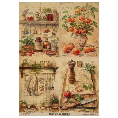 Аркуш крафт паперу з малюнком Фабрика Декору Cooking delights 05, 42x29,7 см, артикул FDKP-013-5 - Фото 1 Аркуш крафт паперу з малюнком Фабрика Декору Cooking delights 05, 42x29,7 см, артикул FDKP-013-5 - зображення 1