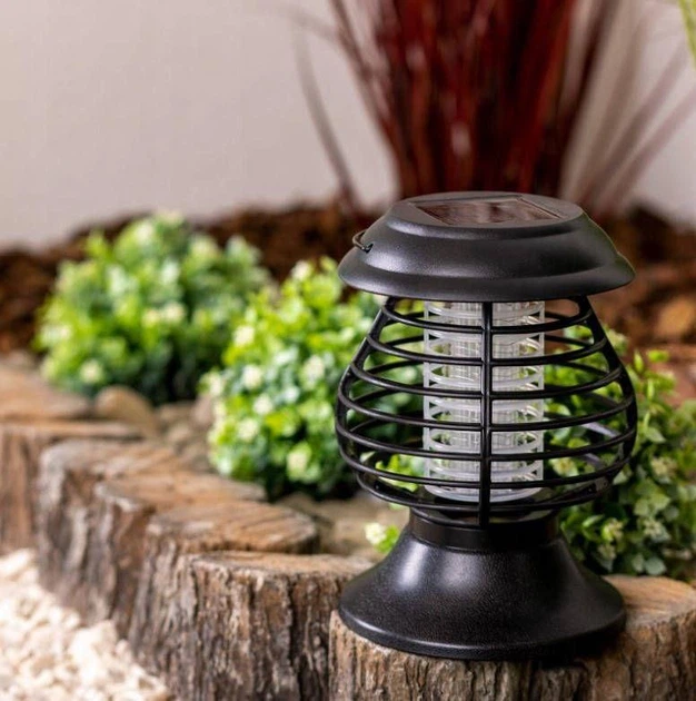 Ловушка для комарів на сонячній батареї Bug Zapper ультрафіолетова мухоловка комах інсектицидна лампа переносна проти комар світильник садовий від мошка мух моль комарі метелики знищувач літаючих шкідників (Solar-9028) - зображення 7