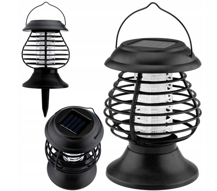 Ловушка для комарів на сонячній батареї Bug Zapper ультрафіолетова мухоловка комах інсектицидна лампа переносна проти комар світильник садовий від мошка мух моль комарі метелики знищувач літаючих шкідників (Solar-9028) - зображення 9