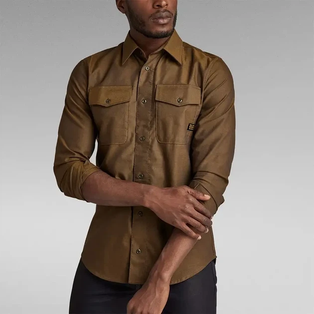 Сорочка чоловіча з довгим рукавом G-Star Marine Slim Shirt XL Хакі - Фото 5 Сорочка чоловіча з довгим рукавом G-Star Marine Slim Shirt XL Хакі - зображення 5
