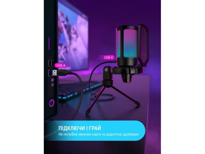 Мікрофон для ПК Fifine AmpliGame A6V Black - Фото 4 Мікрофон для ПК Fifine AmpliGame A6V Black - зображення 4