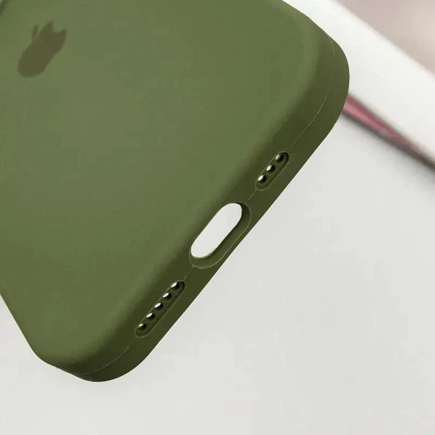 Чохол Silicone Premium case з захистом камери для iPhone 12 Full Camera Protective dark olive 9616 - Фото 3 Чохол Silicone Premium case з захистом камери для iPhone 12 Full Camera Protective dark olive 9616 - изображение 3