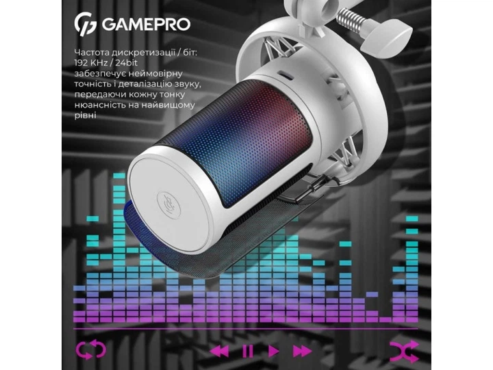 Мікрофон для ПК/ для стрімінгу, подкастів GamePro UGM105W White - изображение 5
