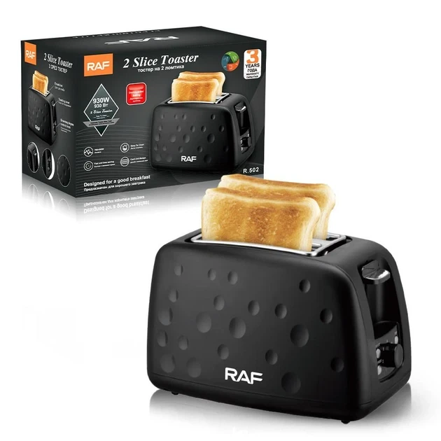 Тостер RAF R.502 на 2 отделения 930W Black (3_06331) - изображение 3
