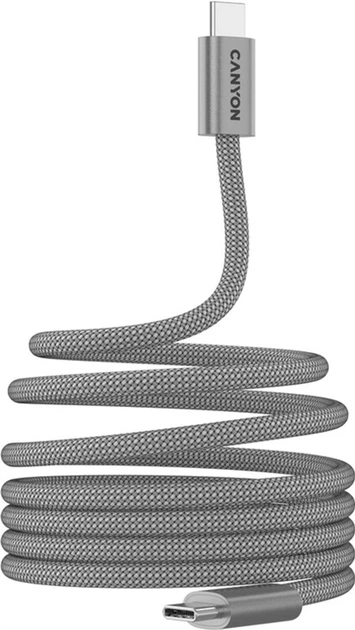 Кабель Canyon OnWire 60MG C-C 60W Magnet Braided 1 м Light Grey (CND-CCMG60AB15LG) - зображення 3