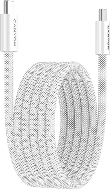 Кабель Canyon OnWire 60MG C-C 60W Magnet Braided 1 м White (CND-CCMG60AB15W) - зображення 2