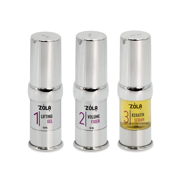 Набор составов для ламинирования Zola Brow&Lash Lamination System №1,2,3 по 10 мл - Фото 1 Набор составов для ламинирования Zola Brow&Lash Lamination System №1,2,3 по 10 мл - изображение 1