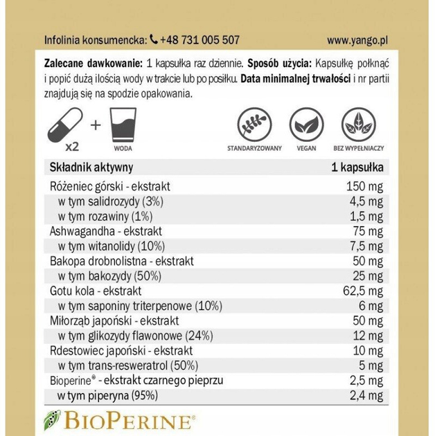 Дієтична добавка Yango Rosacea Premium 100 капсул (5907483417774) - зображення 2