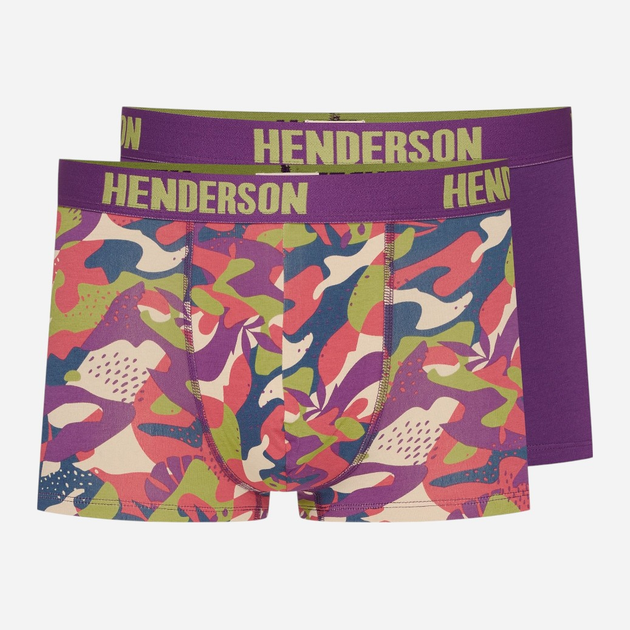 Набір трусів боксерів чоловічих бавовняних 2 шт Henderson Spin 42589-MLC 2XL Фіолетовий/Різнокольоровий (5903972379578) - зображення 1