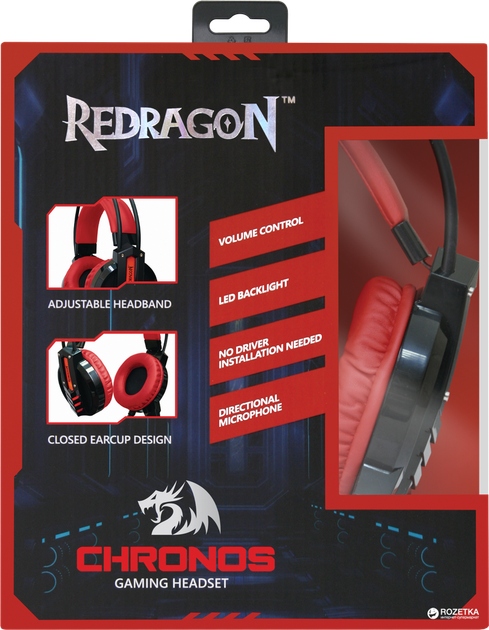 Наушники Redragon Chronos Red-Black (64207) - Фото 2 Наушники Redragon Chronos Red-Black (64207) - изображение 2