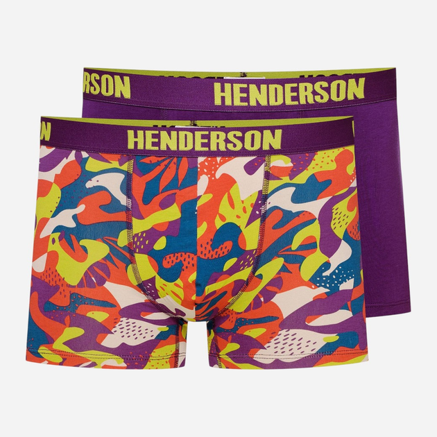 Набір трусів боксерів чоловічих бавовняних 2 шт Henderson Spin 42621-MLC 2XL Фіолетовий/Різнокольоровий (5903972379622) - зображення 1