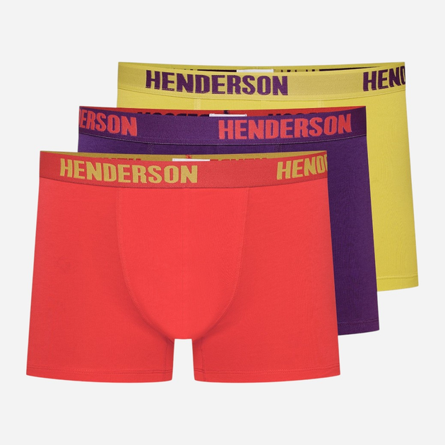 Набір трусів боксерів чоловічих бавовняних 3 шт Henderson Star 42628-MLC 2XL Червоний/Фіолетовий/Жовтий (5903972380123) - зображення 1