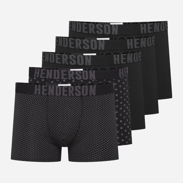 Набір трусів боксерів чоловічих бавовняних 5 шт Henderson Optic 42754-MLC M Чорний/Сірий (5903972382738) - зображення 1