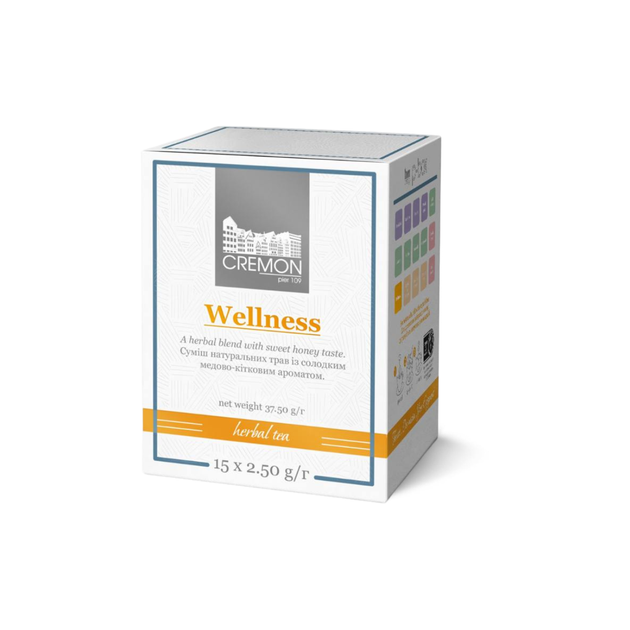 Чай трав'яний Cremon Wellness у пірамідках 15 шт х 2.5 г - Фото 1 Чай трав'яний Cremon Wellness у пірамідках 15 шт х 2.5 г - зображення 1