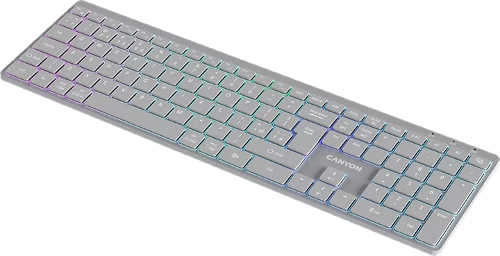 Клавіатура бездротова Canyon HKB-W11 Slim Dual Mode Wireless/Bluetooth RGB EN/UA Grey (CNS-HBTK11G) - зображення 2
