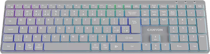 Клавіатура бездротова Canyon HKB-W11 Slim Dual Mode Wireless/Bluetooth RGB EN/UA Grey (CNS-HBTK11G) - зображення 3