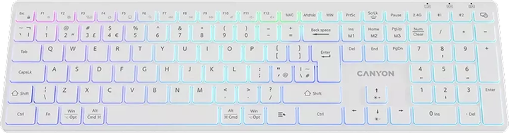 Клавіатура бездротова Canyon HKB-W11 Slim Dual Mode Wireless/Bluetooth RGB EN/UA White (CNS-HBTK11W) - зображення 3