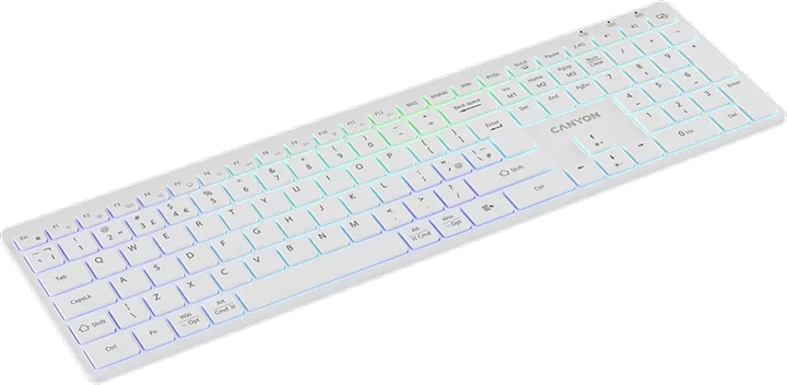 Клавіатура бездротова Canyon HKB-W11 Slim Dual Mode Wireless/Bluetooth RGB EN/UA White (CNS-HBTK11W) - зображення 4