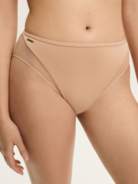 Majtki figi damskie z wysokim stanem Esotiq Blissy 42889-80X 2XL Beżowe (5903972557358) - obraz 1