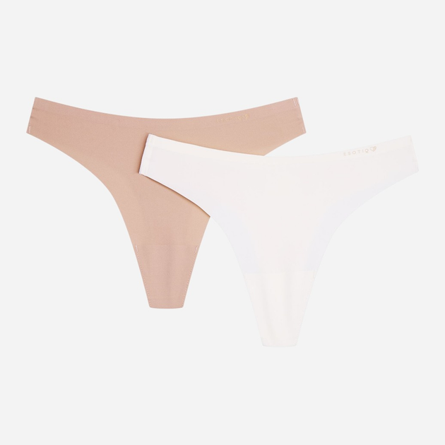 Zestaw damskich majtek typu tanga 2 szt Esotiq Pearls 42948-K001 S Biały/Beżowy (5903972566428) - obraz 1