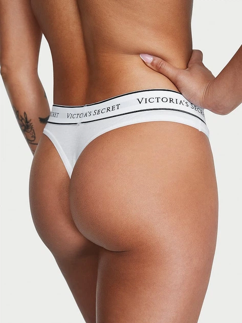 Трусики стрінги жіночі Victoria's Secret Logo Cotton Thong Panty S білий (26823781) - Фото 2 Трусики стрінги жіночі Victoria's Secret Logo Cotton Thong Panty S білий (26823781) - изображение 2