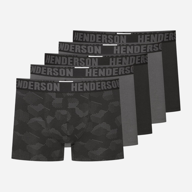 Набір трусів боксерів чоловічих бавовняних 5 шт Henderson Soul 43171-MLC L Чорний/Графітовий (5903972519318) - зображення 1