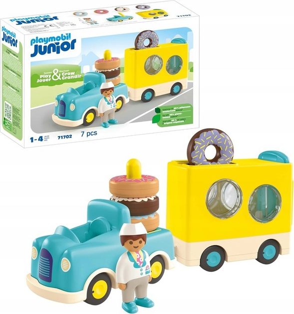 Конструктор Playmobil Junior: Шалена вантажівка з пончиками з функцією штабелювання та сортування 7 елементів (71702) (4008789717023) - зображення 2