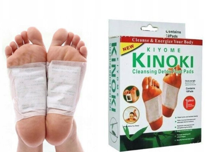 Пластир для ніг 10 шт KINOKI детоксикаційний очищаючий для виведення токсинів обміну речовин - зображення 1