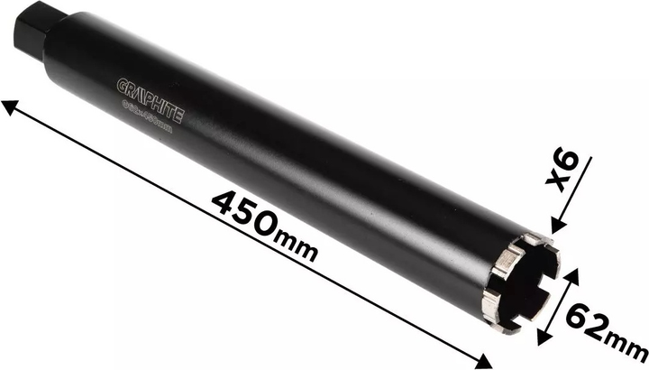 Коронка алмазна Graphite 62 x 450 мм x 6T 57H859 (5902062508102) - зображення 8