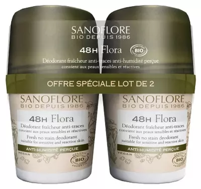 Antyperspirant w kulce Sanoflore Flora 48h 2 x 50 ml (ZES3337875729970) - obraz 1