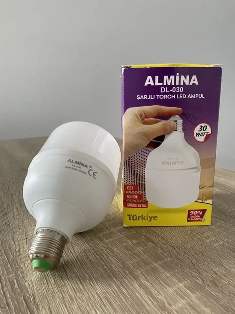 Аккумуляторная лампочка 20W Турция E27 ALMINA встроенный аккумулятор для дома, для дачи, для похода - Фото 15 Аккумуляторная лампочка 20W Турция E27 ALMINA встроенный аккумулятор для дома, для дачи, для похода - изображение 15
