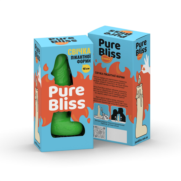 Свеча член Pure Bliss 15 см Зеленая (1100996780005) - изображение 7