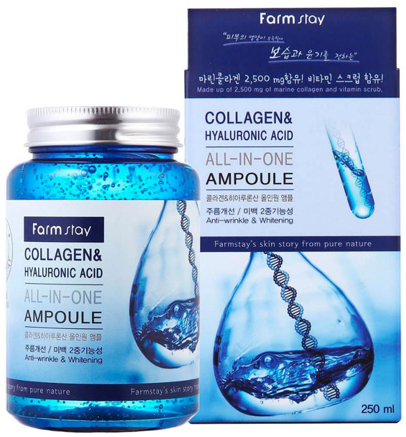 Сироватка для обличчя FarmStay Collagen & Hyaluronic Acid All-In One Ampoule 250 мл (8809469770002) - зображення 2