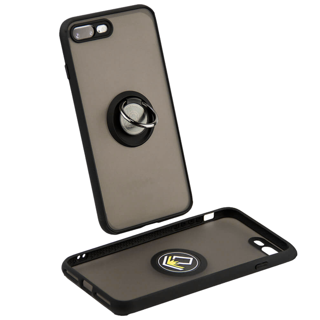 Чохол Fiji Colorframe для Apple iPhone 8 Plus матовий бампер з кільцем підставкою Black - зображення 2