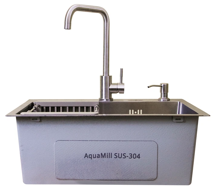 Мойка из нержавеющей стали AQUAMILL 5843 + смеситель + дозатор + коландер - изображение 7