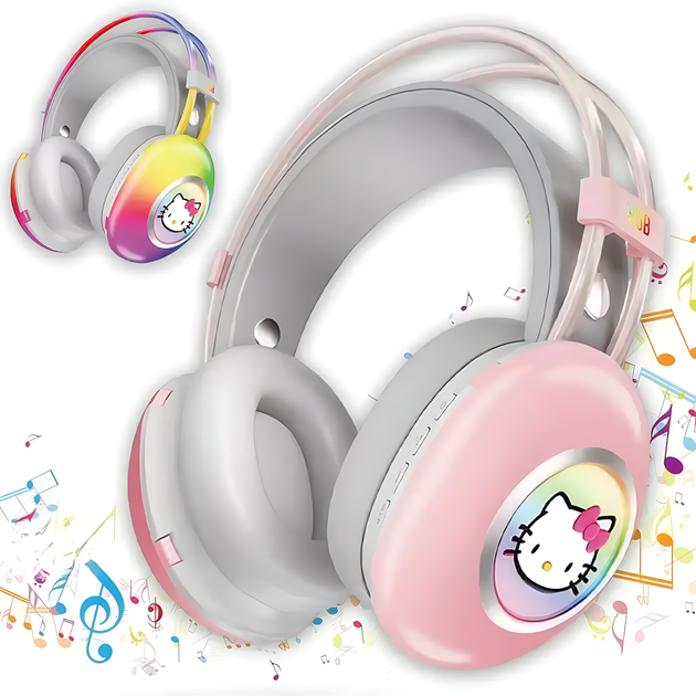 Наушники Bluetooth Hello Kitty PG-706H с Rgb подсветкой микрофоном поддержкой карты памяти - изображение 2