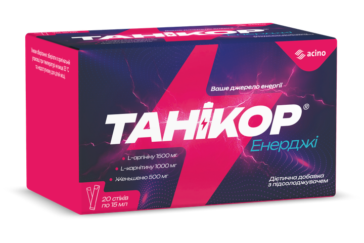 Танікор Енерджі Acino Pharma Для покращення енергетичного обміну 20 стіків по 15 мл (4820251240361) - зображення 1