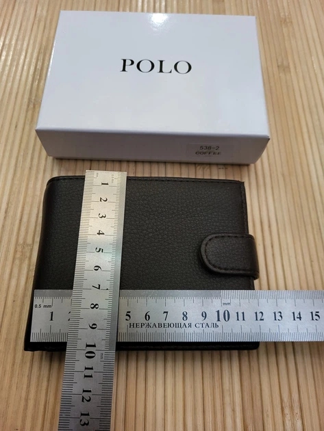 Чоловічий гаманець зі шкірозамінника Polo коричневий 538 корич 12×10см - Фото 3 Чоловічий гаманець зі шкірозамінника Polo коричневий 538 корич 12×10см - зображення 3