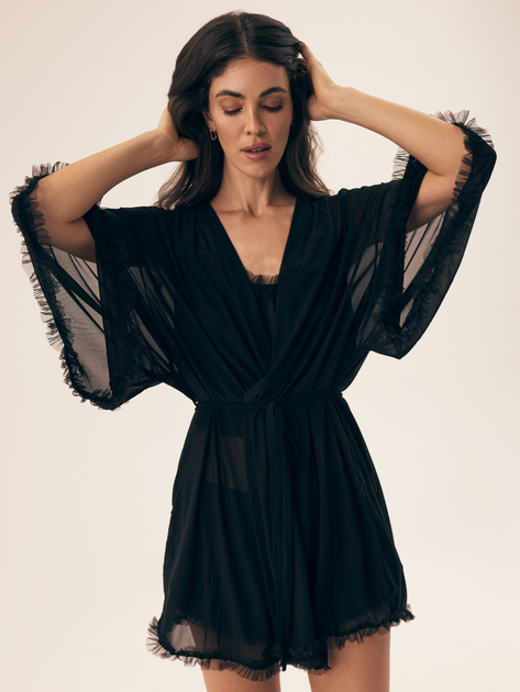Халат жіночий великого розміру літній Esotiq Billie 43269-99X L/XL Чорний (5903972564950) - зображення 6