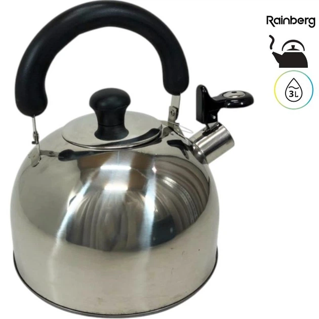 Чайник Rainberg RB-626 gray нержавіюча сталь зі свистком 3.0L - зображення 5