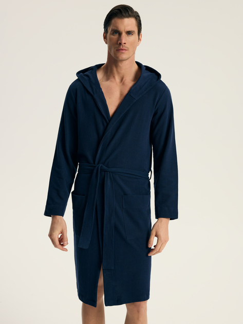 Халат чоловічий бавовняний з капюшоном Esotiq Homme Stellar 44051-59X M Темно-синій (5903972605738) - зображення 1