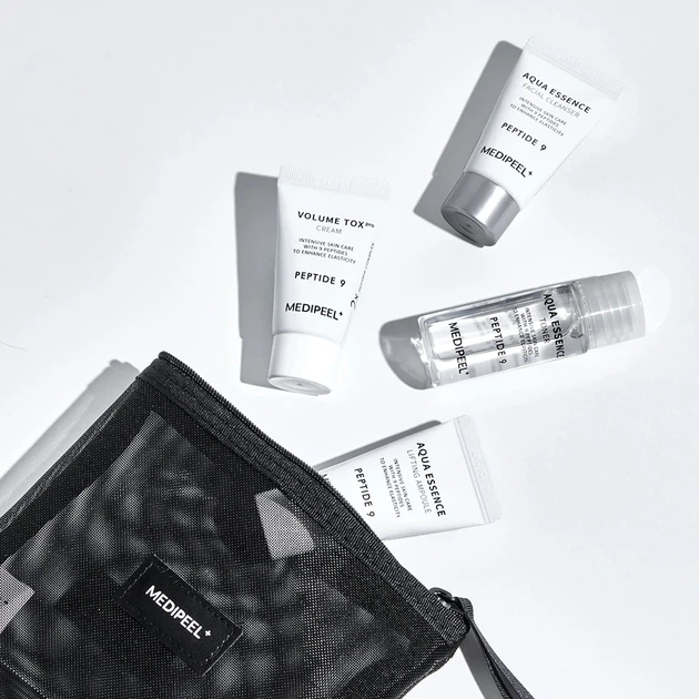 Антивіковий набор миниатюр для лица с пептидами Medi-Peel Peptide 9 Aqua Essence Trial Kit 4 средства - изображение 3