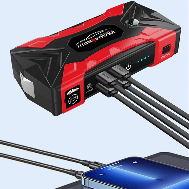 Автомобильное пускозарядное устройство High Power QY33 12В 99800мАч 500А, 4xUSB в кейсе - изображение 8