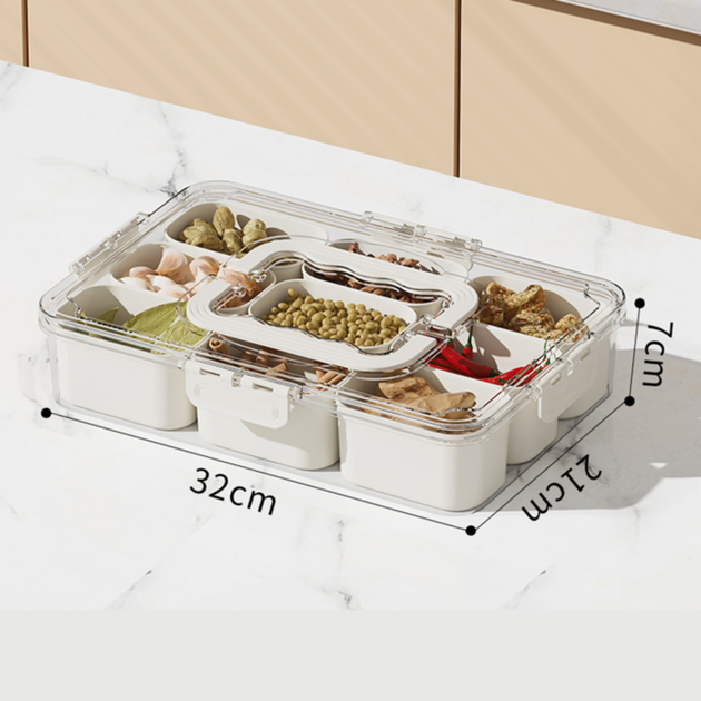 Контейнер для закусок з кришкою і ручками 9 комірок 32×21×7 см (JDT-0846181) - зображення 4