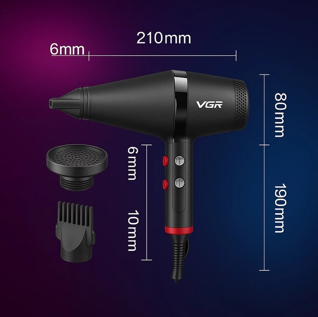 Фен для укладки волос VGR V-451 2200 Вт (4-1866724172) - изображение 5