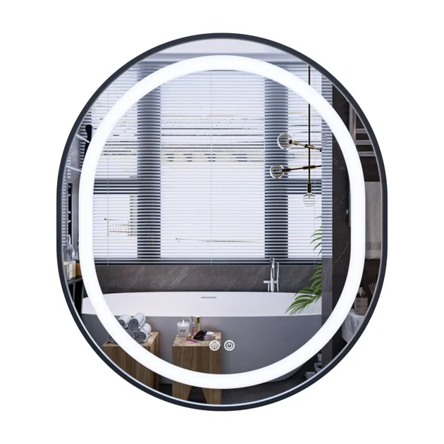 Дзеркало Mixxus Premium ELLIPSE MV05-80x70-REVERSE BLACK (LED Touch, Anti-fog, димер(3-6kK)) (MP6646) - Фото 1 Дзеркало Mixxus Premium ELLIPSE MV05-80x70-REVERSE BLACK (LED Touch, Anti-fog, димер(3-6kK)) (MP6646) - зображення 1