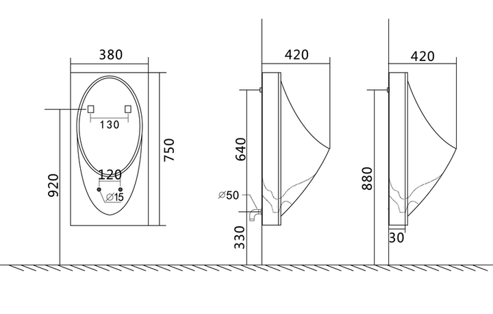 Писуар подвесной Mixxus Premium BEVEL-1005 380x420x750mm с краном для писсуара (MP6664) - изображение 13