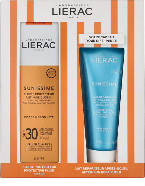 Набір Lierac Sunissime Емульсія сонцезахисна для обличчя Spf 30 40 мл + Молочко після засмаги 75 мл (3701436907624) - зображення 2
